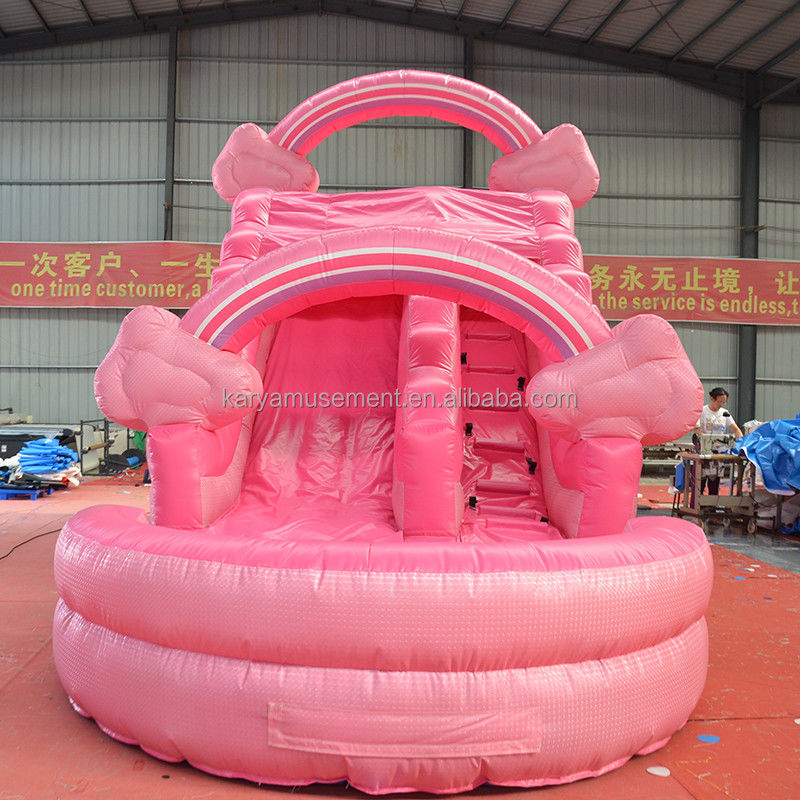 Niñas Pink Inflatable 26 pies Piscina de tobogán de agua Perfecto para el alquiler comercial y diversión