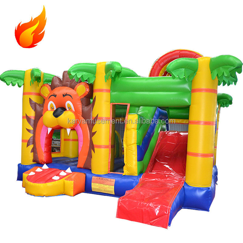 Tamaño y color personalizados Castillo de salto con deslizamiento Castillo inflable de león de selva caliente