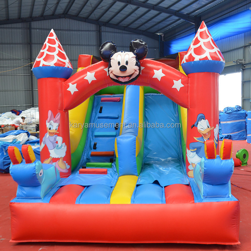 Tamaño del cliente 16 pies pequeño tobogán inflables Mickey Slide seco o húmedo para saltadores