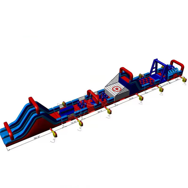 Curso de obstáculos extremos inflables modulares ideal para el comercio y puede sostener 100-500 kg