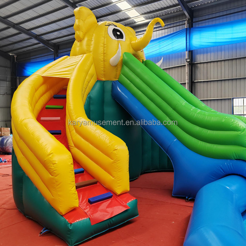 Color personalizado de PVC con tema de elefante Inflatable Parque acuático combo tobogán para parque infantil
