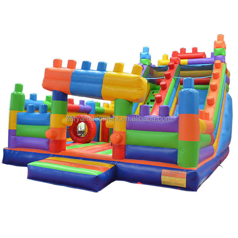 Coloridos niños deslizamiento inflables bloques de construcción combinación de salto deslizamiento para adultos