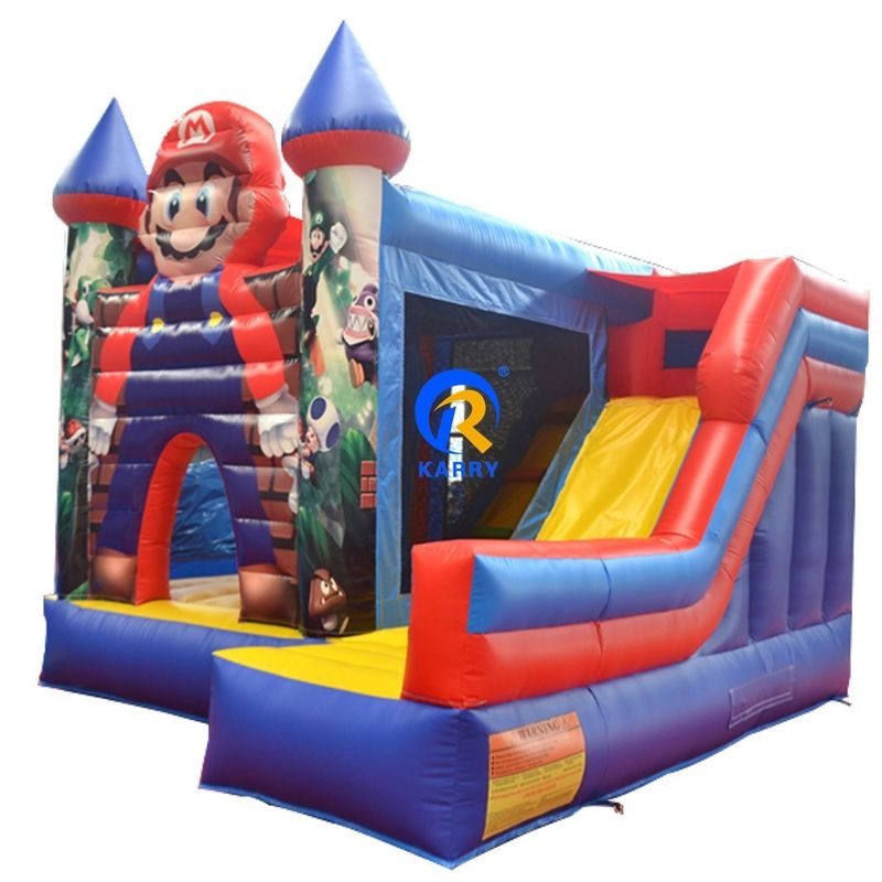 0.55mm PVC Vinyl Tarpaulin Inflatable Mario Casa de salto Combo Castillo Deslizamiento con soplador