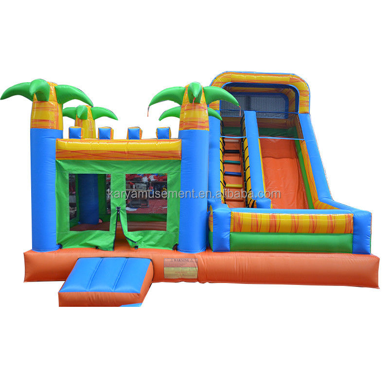 Castillo de alquiler de palmeras Inflable Castillo de salto con piscina de toboganes CE/EN71/EN14960 Certificado