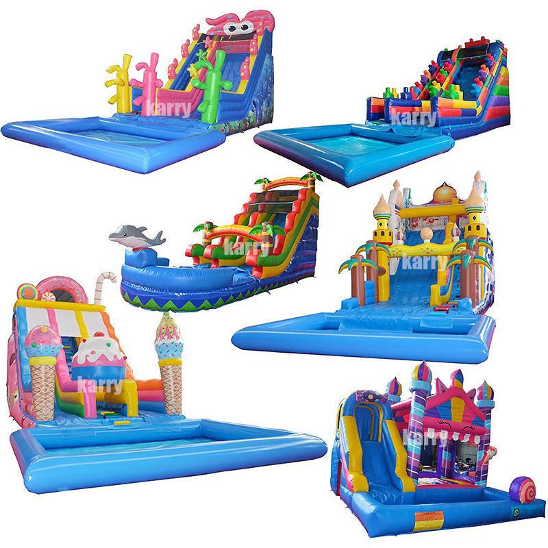 Slide de agua inflable con piscina para niños y capacidad máxima de 100-500 kg