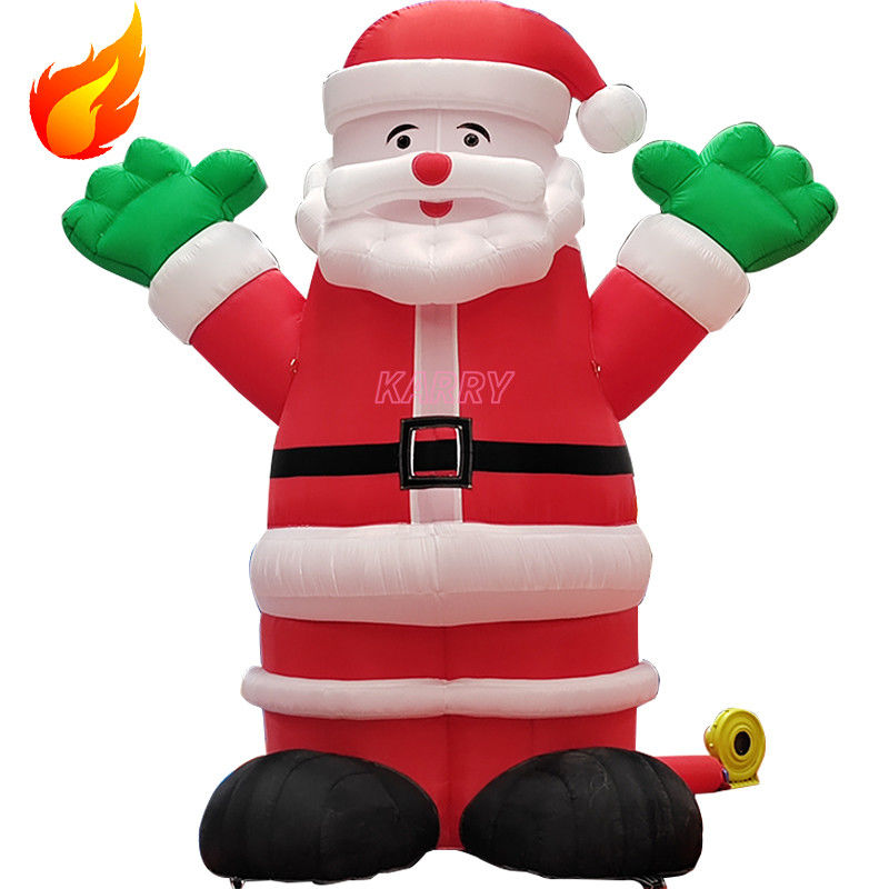 Fiesta de Navidad caliente 4 metros de altura Inflable gigante Santa Claus con características portátiles