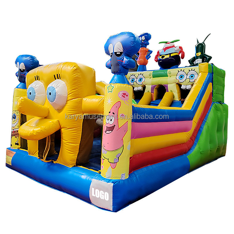 Color personalizado inflables Parque Bob Esponja tema castillo de salto para adultos fiesta ciudad divertida