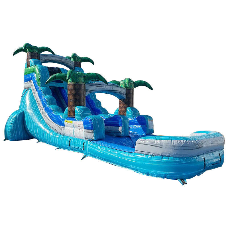 Parque acuático de PVC de alquiler comercial garantizado para verano con piscina para niños y salto en el aire