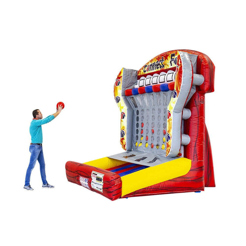 Colorido juego de tiro a blanco de conexión inflable 4 en una fila para desafíos comerciales