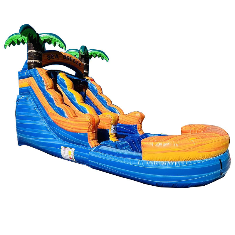 Parque acuático inflable de PVC con tobogán de agua de palma