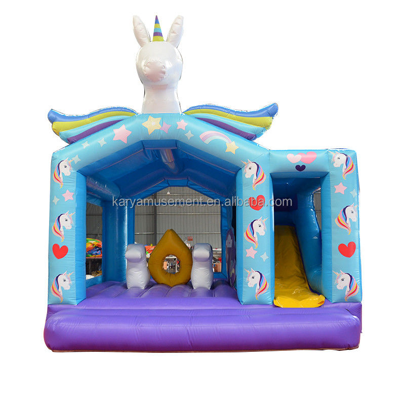 Unisex PVC Exquisito Unicornio Rainbow Inflable Jumping Castle para el patio de recreo