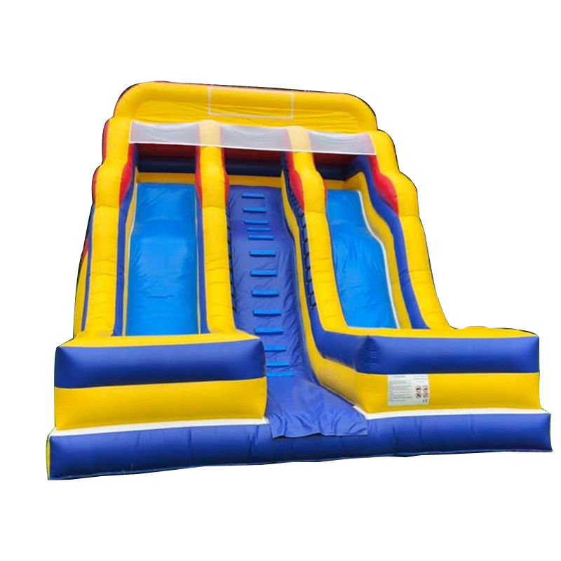 Mar / Aire / Expedición rápida PVC Yellow Water Slide Inflatable con 2 toboganes y 2 piscinas