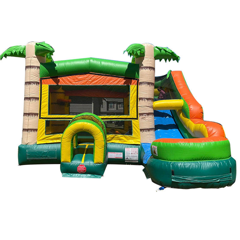Características PORTABLE Castillo inflable Palma Casa de rebote con tobogán y piscina pequeña