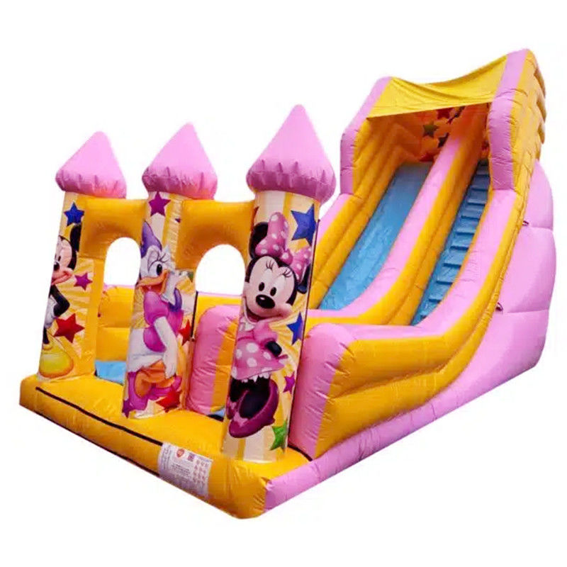 5-10 pasajeros estilo comercial de dibujos animados de PVC rosa saltando deslizamiento seco o de agua deslizamiento inflable deslizamiento de casa alquiler de fiestas