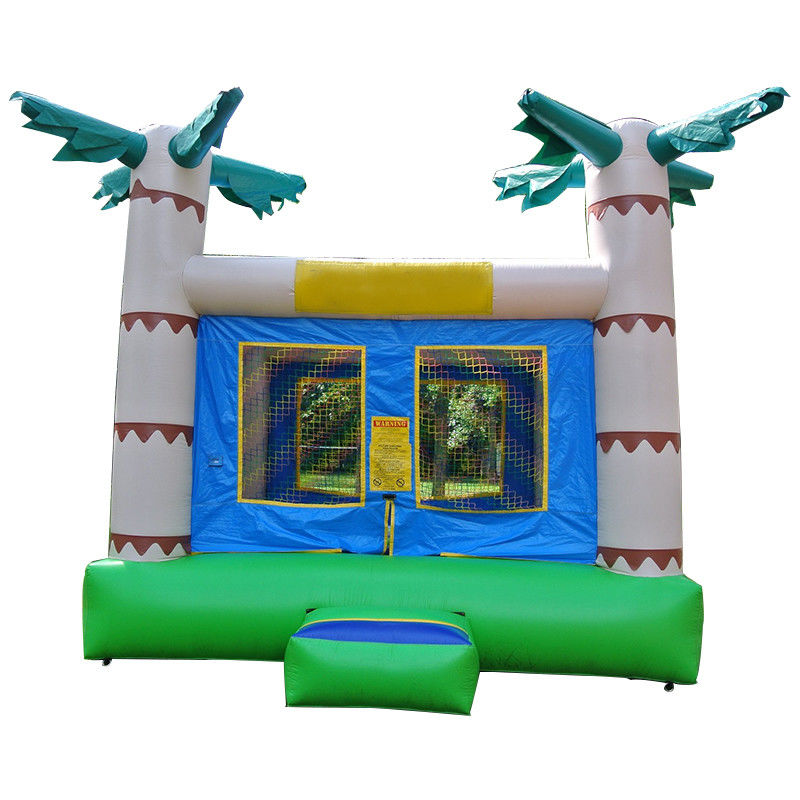14 Años de edad Color personalizado Árbol de palma tropical Niños rebotadores Castillo de rebotes para alquilar