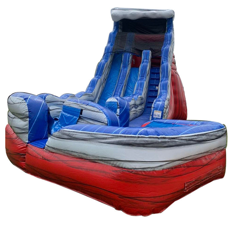 Deslizador de agua de cola plegable rojo y azul inflable con deslizador de aire de piscina Logotipo personalizado