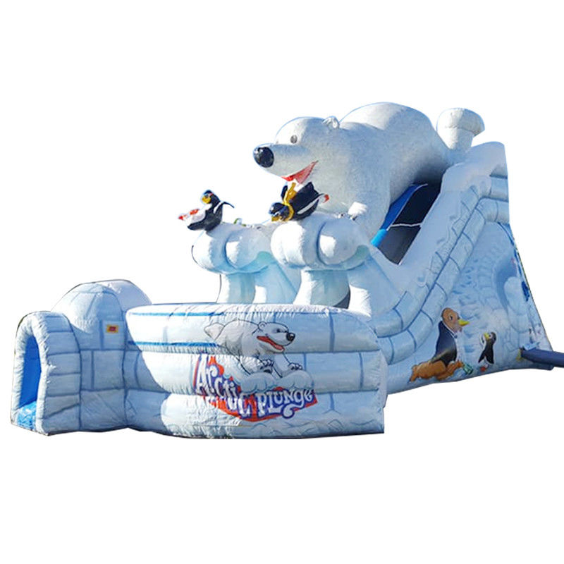 En el interior comercial enorme Arctic Plunge deslizamiento de agua inflable con doble carril deslizamiento de aire