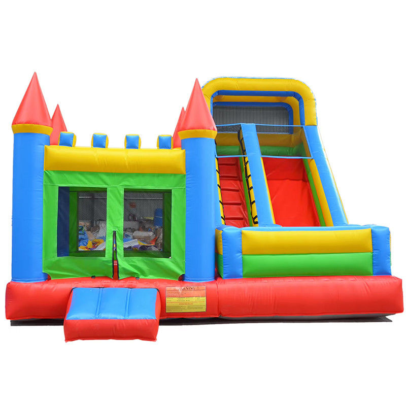 Personalizar Acceptado PVC Rojo y Azul Juegos Inflables Bouncer House Slide para Niños