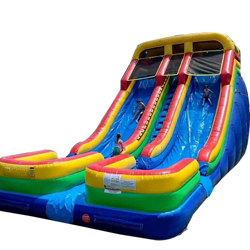 0.55mm PVC lonas de doble piscina tobogán de agua inflable para 5-10 jinetes y tamaño extra grande