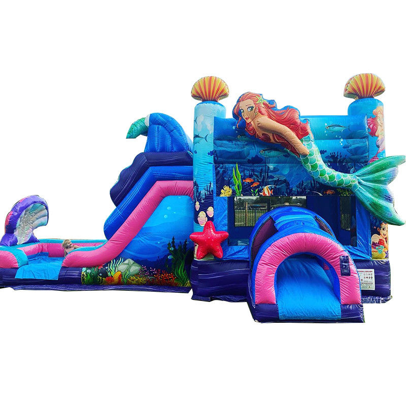Niños castillo de salto temática sirena casa de salto inflable con diapositiva de color personalizado