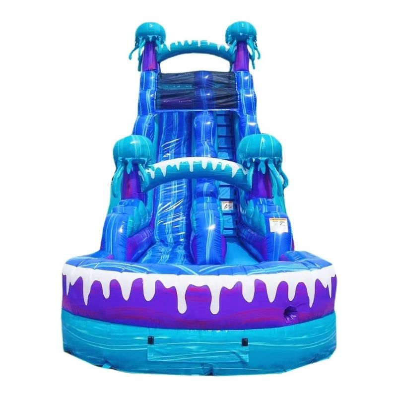 Equipo de entretenimiento de parque al aire libre 36 pies colorido tobogán de agua inflable con piscina