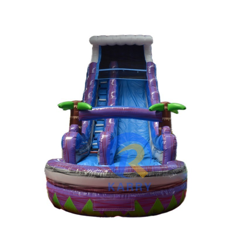 Deslizador de agua inflable de PVC de colores personalizados con piscina para la diversión del verano