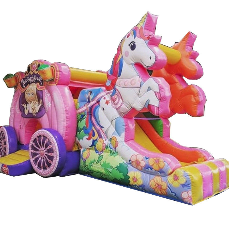 Vía de envío Sea Air Express Rainbow Unicorn Inflable Bouncy Bouncer con deslizador