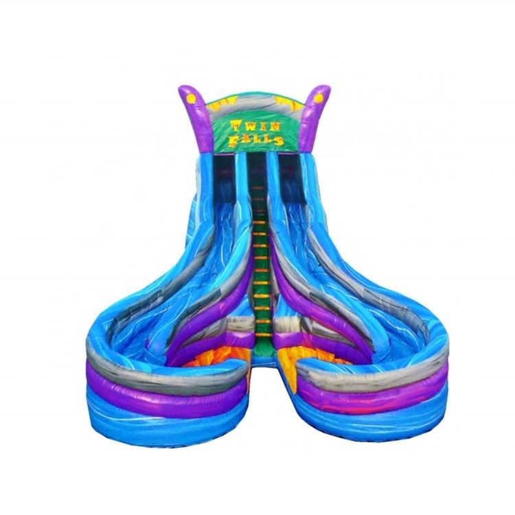 Gran tobogán de agua inflable con dos carriles de deslizamiento húmedo y 0,55 mm Plato PVC