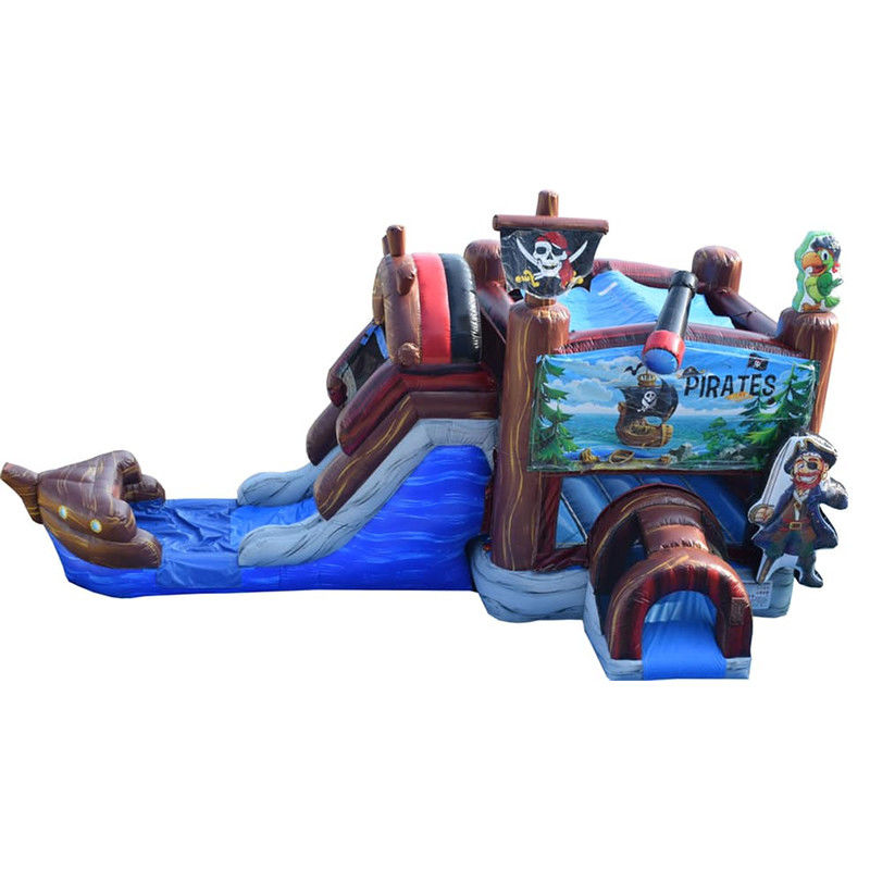 27 pies de tamaño para adultos barco pirata casa de rebote inflable con tobogán y combinación de tobogán acuático