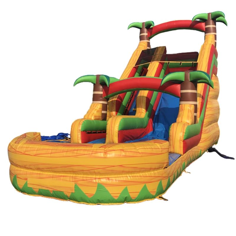 Oportunidad comercial Tamaño personalizado Árbol de palma inflable Slide único con piscina