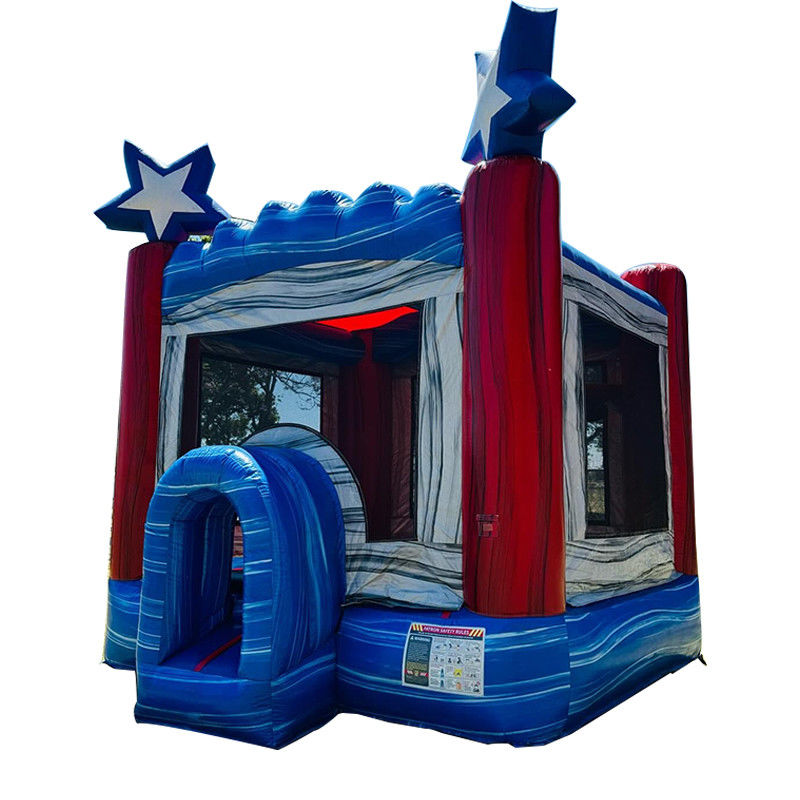 Logotipo del cliente Cama de niño de PVC Estrella azul Casa de salto inflable Castillo de salto en alquiler