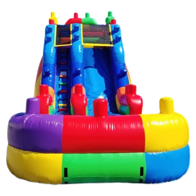 Tamaño del cliente Deslizador de agua inflable de lujo con deslizador ancho y piscina de agua