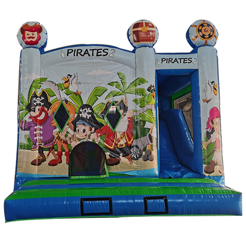 Color personalizado Temática pirata de PVC comercial Inflable Castillo rebobinado con tobogán seco