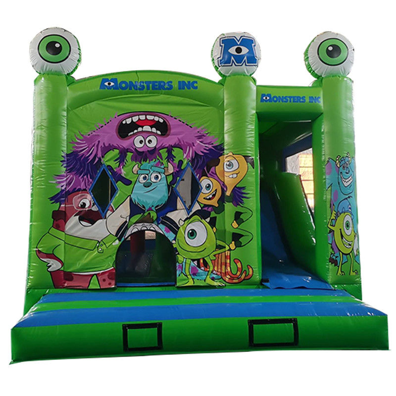 Monstruos Inc. de 18 pies portable Casa de rebote inflable con tobogán seco y pequeños obstáculos