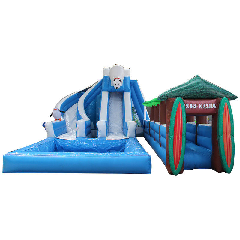 Park Polar Bear Series tobogán de agua inflable con piscina hecho de tela de Oxford