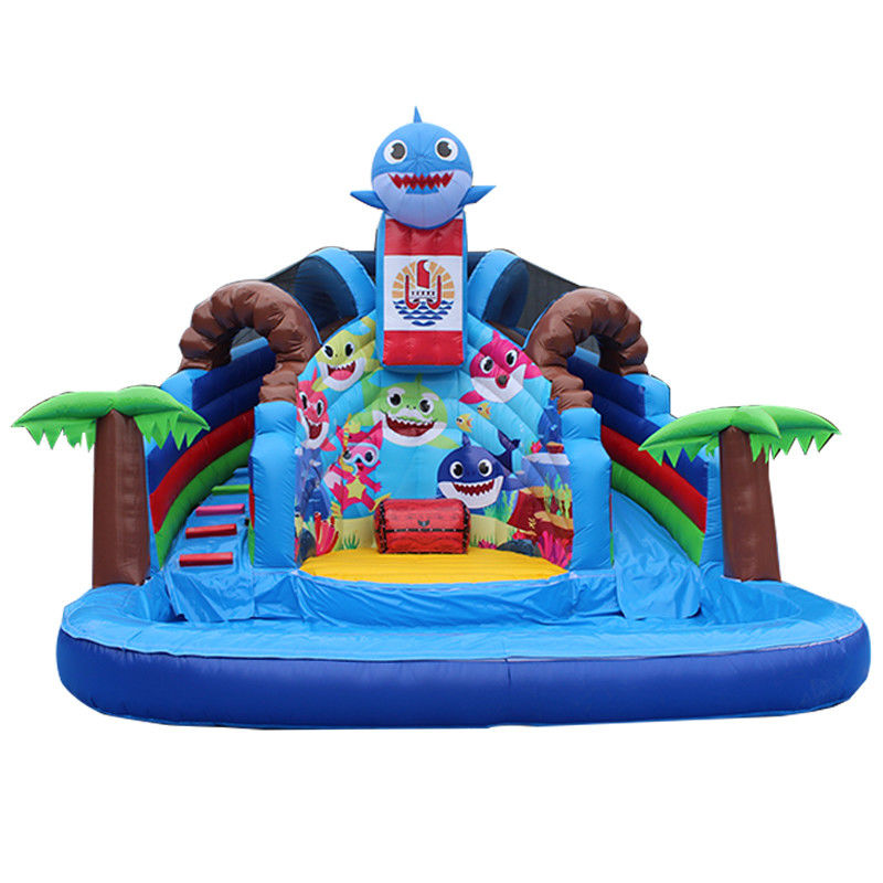Color personalizado Popular pequeño tiburón tobogán de agua inflable con piscina