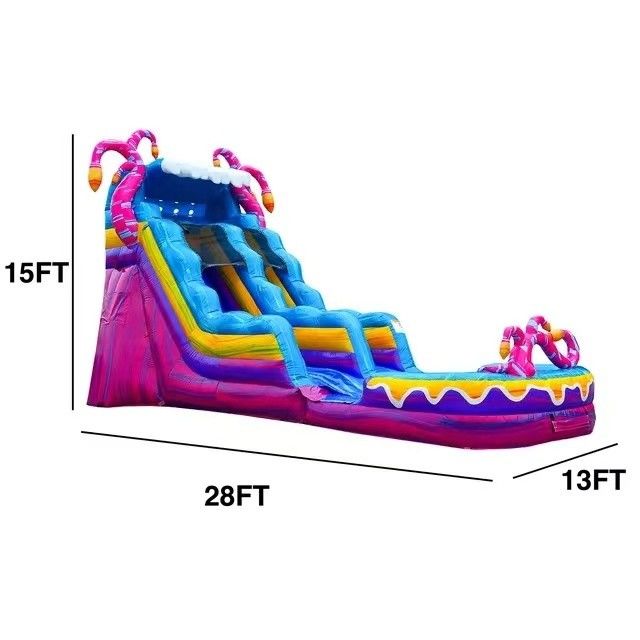 Unisex 28 pies tobogán de agua inflable con piscina y soplador húmedo / seco casa de rebote combo