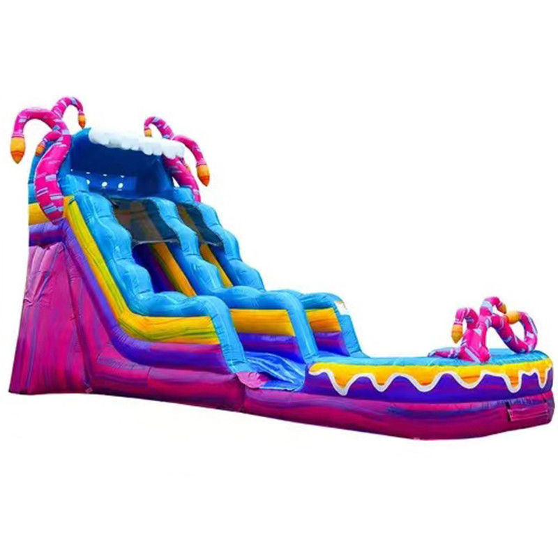 Deslizamiento de agua de grado comercial inflable con piscina de salpicaduras Color y tamaño personalizados