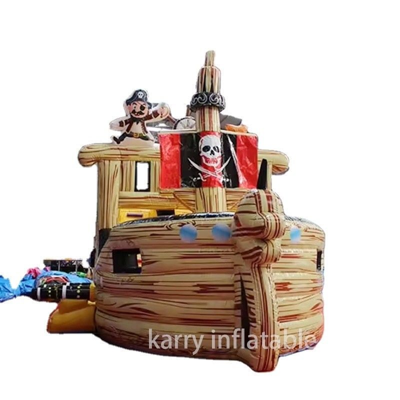 Barco pirata castillo de salto y combinación de toboganes el equipo interior más popular para el exterior