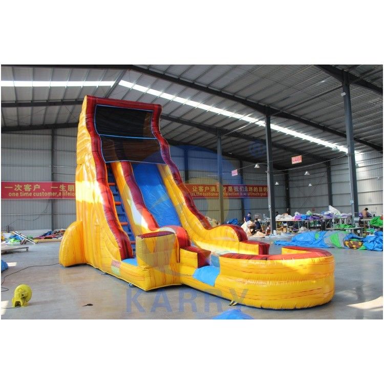 Grado comercial de lujo tobogán de agua inflable con impresión digital 18 pies de tamaño cuadrado