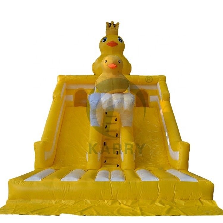 Unisexo tema del patito amarillo salto castillo doble toboganes para el parque infantil