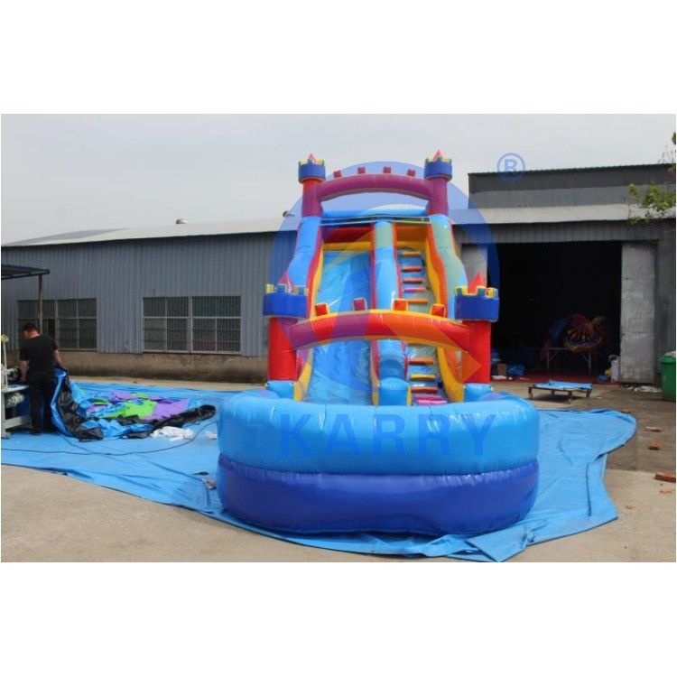 Indoor Parque acuático inflables para niños rojo y azul con logotipo de impresión digital