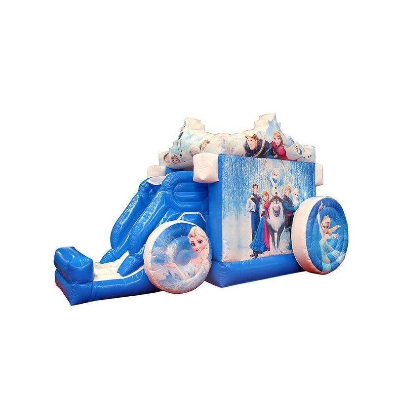 Carro inflable congelado con tobogán Hielo y nieve Castillo Princesa juguete inflable al aire libre