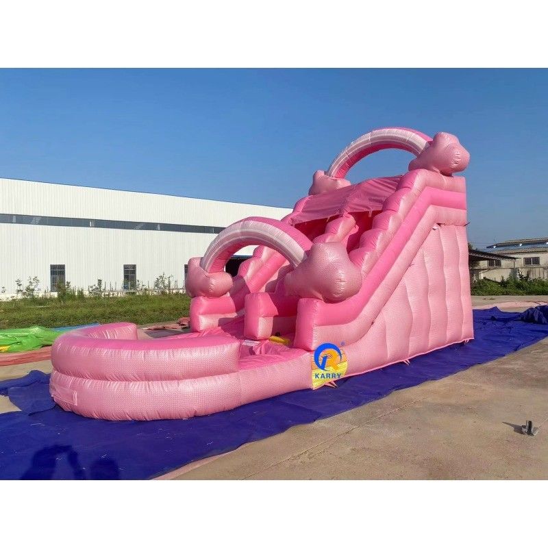 Unisex Mega Rosa tobogán de agua inflable con piscina de agua y casa de rebote Combinado todo en uno