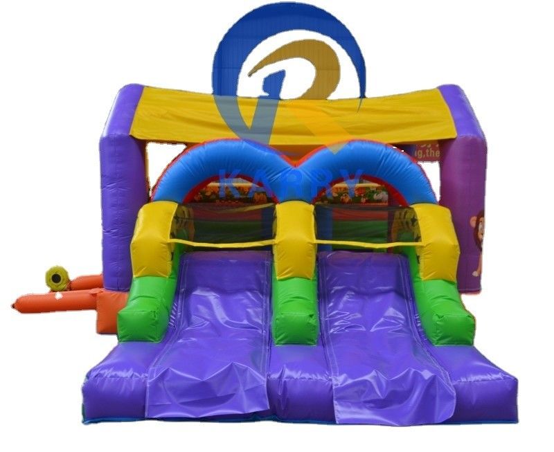 Términos de pago T/T Casa de rebote inflable al aire libre con doble deslizamiento y material de PVC