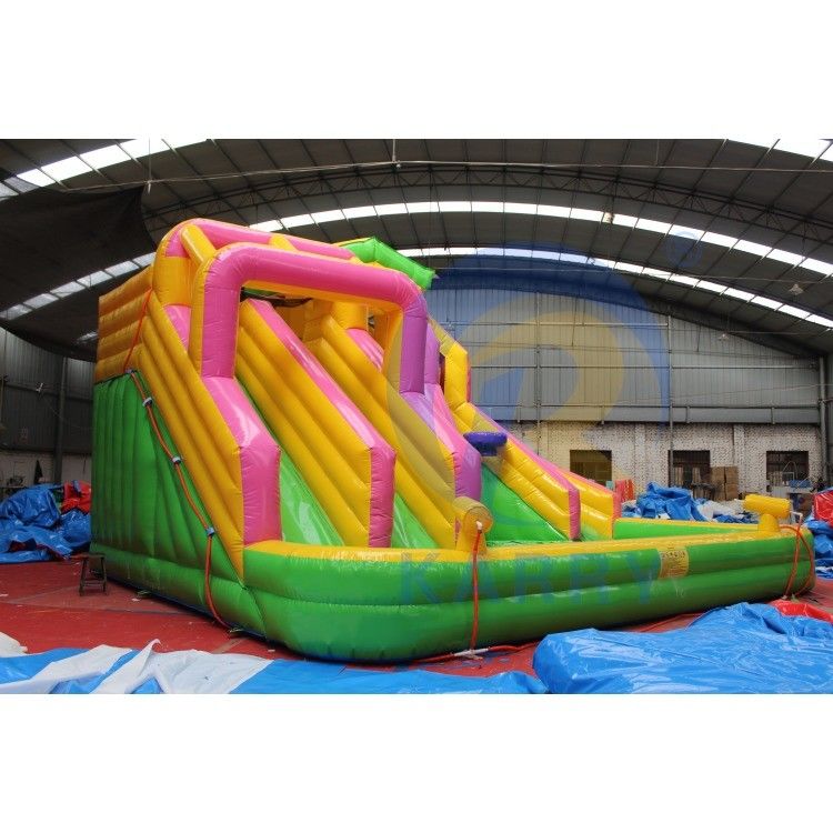 Color personalizado de mármol trópico tobogán de agua inflable Combo Bouncer para venta Unisex