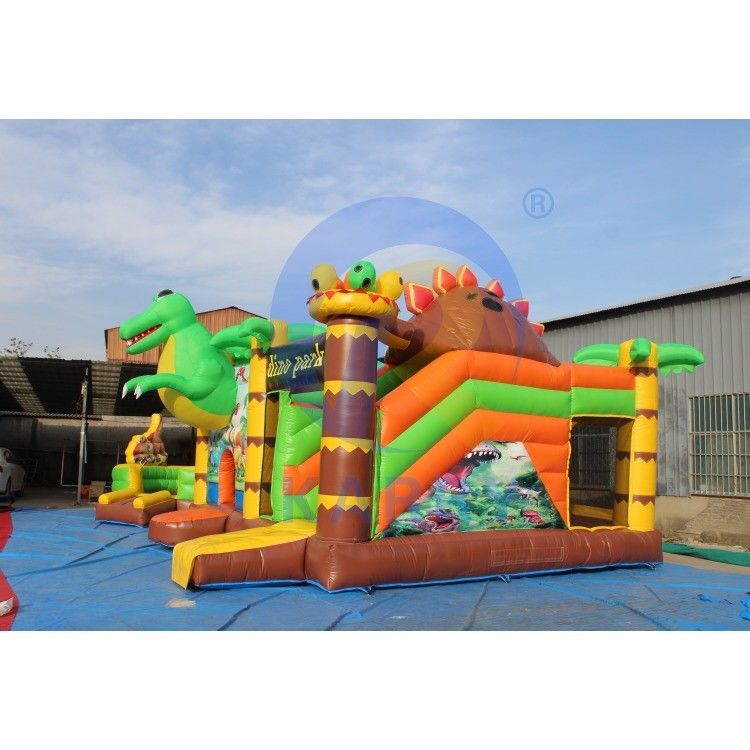Commercial Grade Dino Park Air Bounce House Combo Slide Bouncers Saltadores para niños