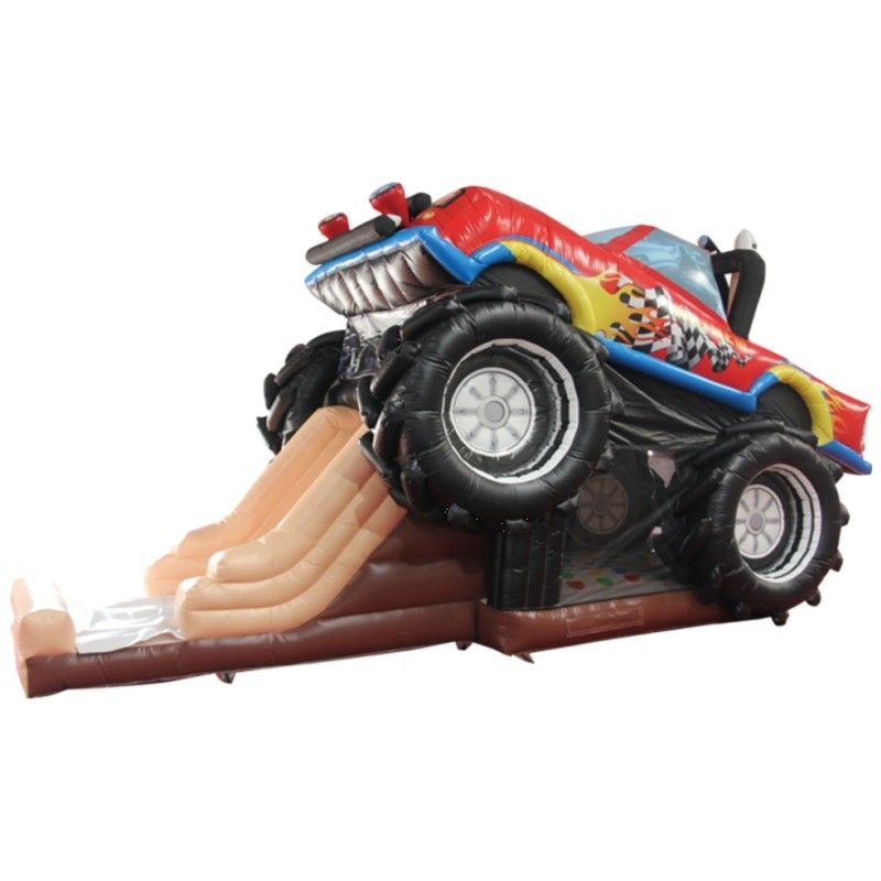 Entrega por mar / aire PVC 3D personalizado Rojo Fuera de carretera Castillo de automóviles Inflable Casa de guardaespaldas para niños