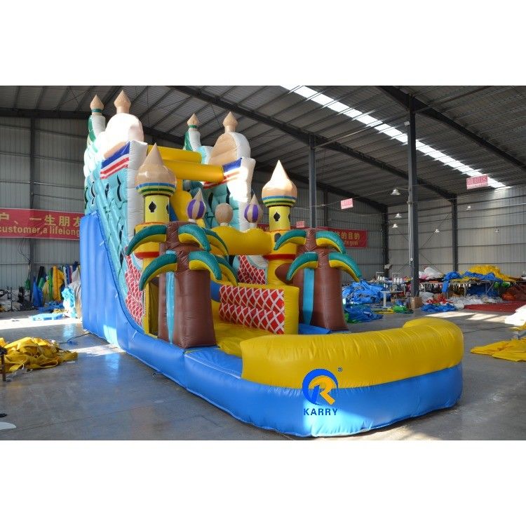Deslizamiento de agua comercial inflable de gran tamaño de 5 a 10 pasajeros Deslizamiento de palma con piscina