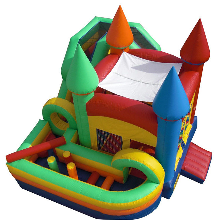 CE soplador y accesorios de reparación Popular Casa de rebote inflable colorida con tobogán